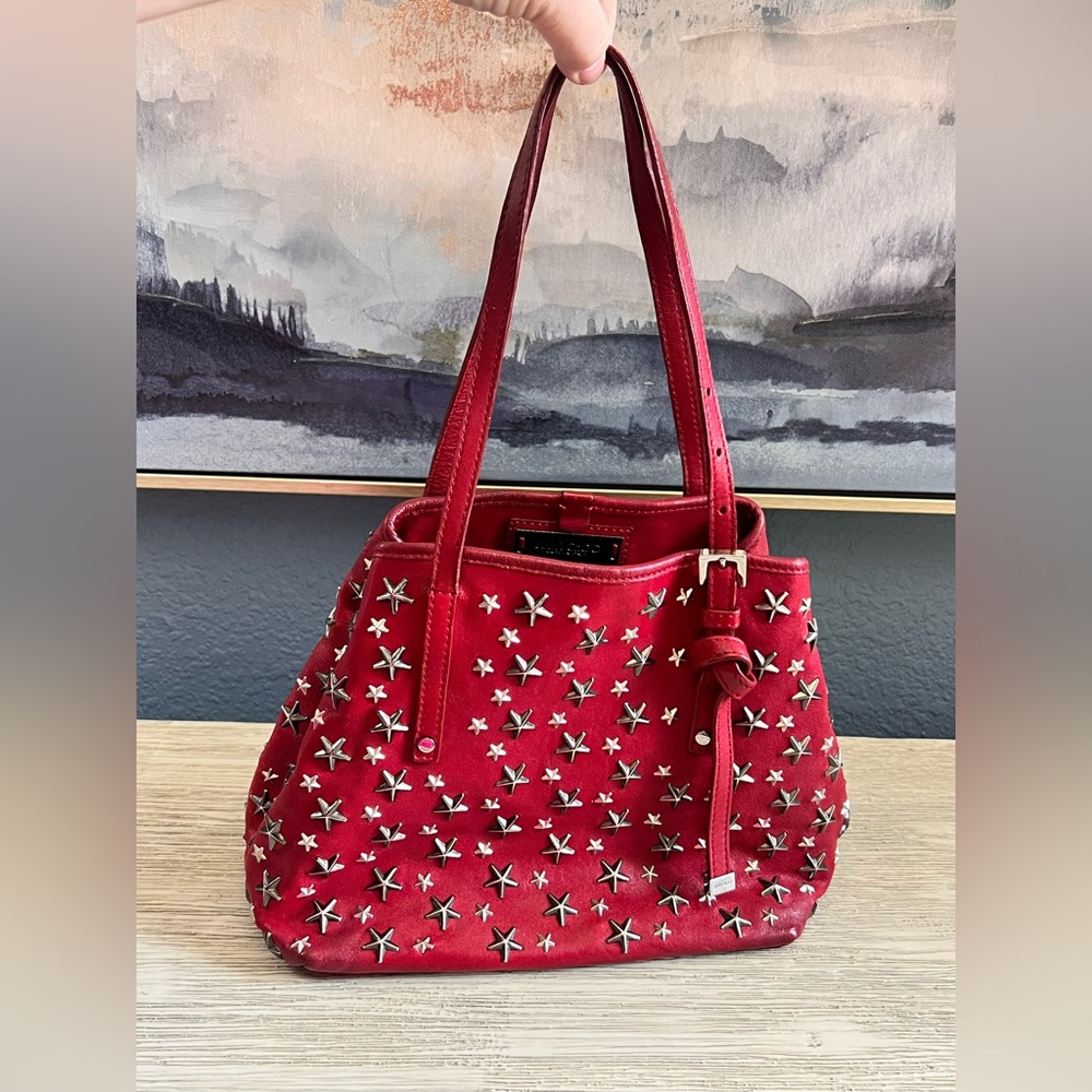 Jimmy Choo Small Sofia Red Leather Star Studded Handbag - EXCELLENT CONDITION - Picture 2 of 16